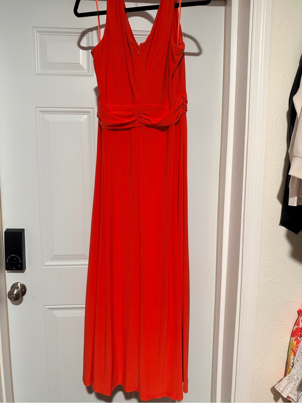 Coral V-Neck Sleeveless Maxi Dress - Elegant Evening Wear
